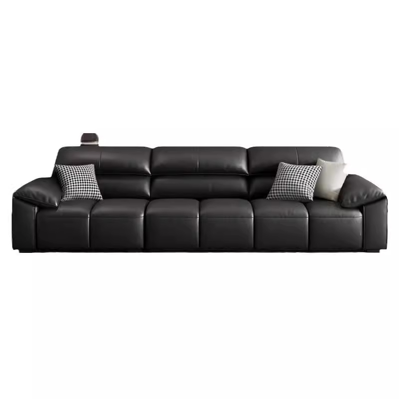 2025新款钢琴键真皮沙发意式极简头层牛皮小户型客厅皮艺直排组合