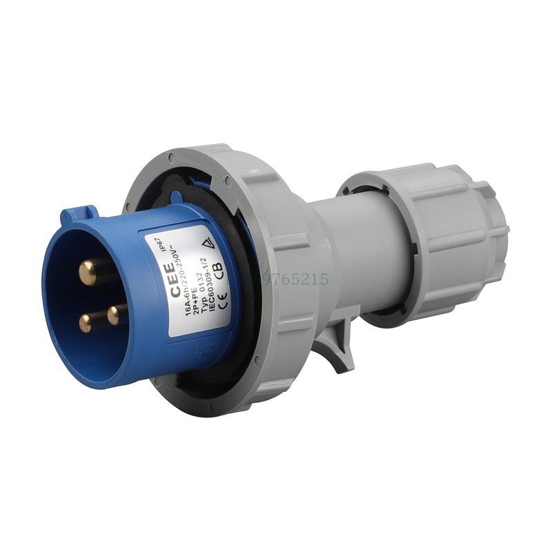 CEE防水插头插座TYP-0132/16A-6h/250V、IP67单相三线快速对插32A