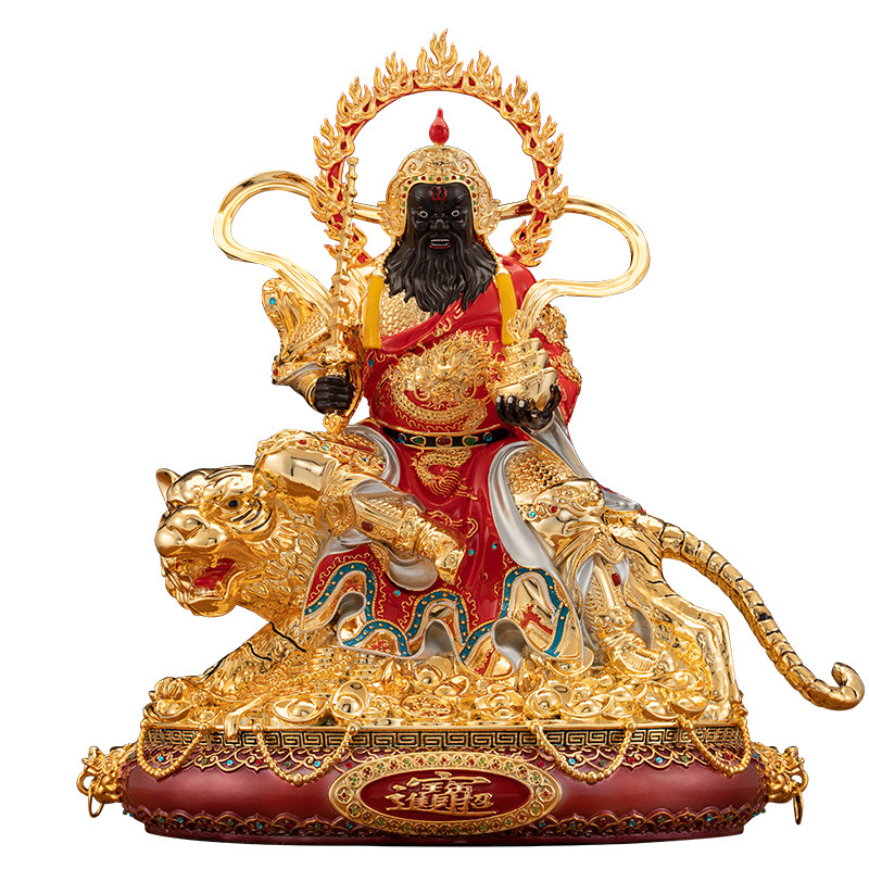 中式铜彩武财神赵公明招财摆件