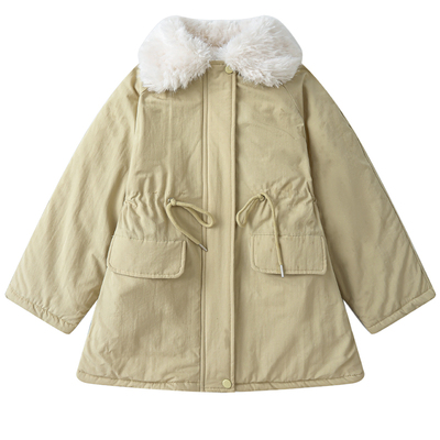 女童冬装加绒加厚中长款外套