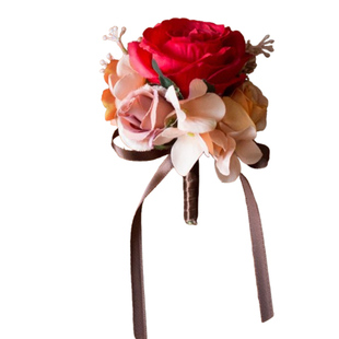 仿真花新娘新郎婚礼胸花婚庆父母红色玫瑰胸针襟花伴娘结婚用品