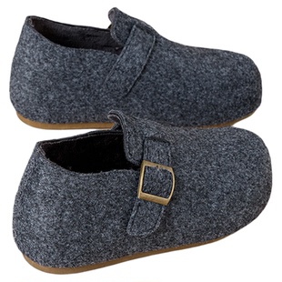 【清仓】拉夏贝尔加绒勃肯鞋女2026冬季新款搭扣毛毡内增高保暖鞋