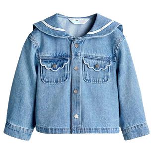 HM新款童装儿童女童牛仔外套潮流设计款海军领水手夹克1265195
