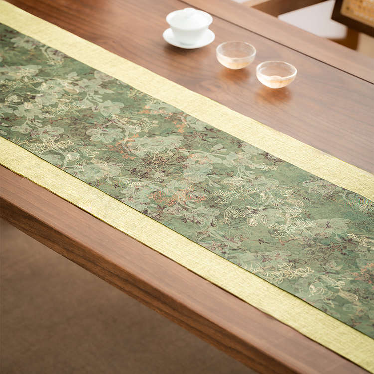 复古防水云纱茶席双层中式禅意茶桌旗茶垫布轻奢茶台茶几布桌布