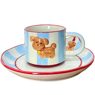 可爱修勾陶瓷杯釉下彩女生水杯家用马克杯咖啡杯子早餐甜品盘礼物