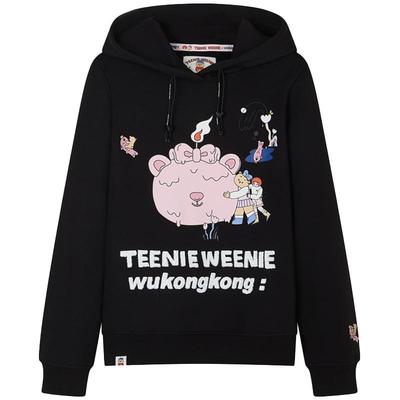 TeenieWeenie小熊女装秋季时尚学院风套头抽绳连帽印花卫衣女