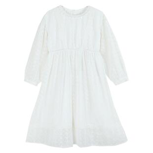 中大女童春款绣花雪纺连衣裙2026新款女孩白色花边公主长裙亲子装