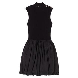 季末7折Maje2025秋冬款女装法式黑色蓬蓬裙摆无袖收腰短款连衣裙