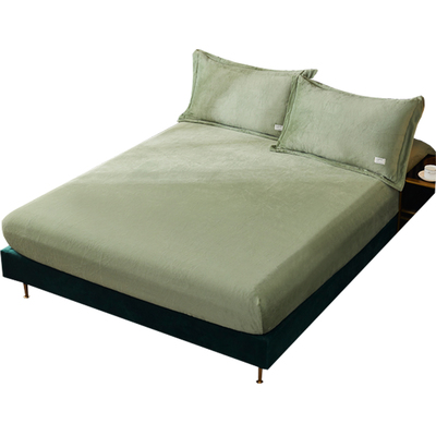 A类牛奶绒珊瑚绒床笠床单三件套