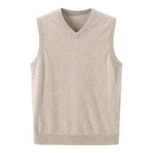 春竹2026春季新款V领羊绒衫100%羊绒男套衫背心内搭针织毛衣上衣