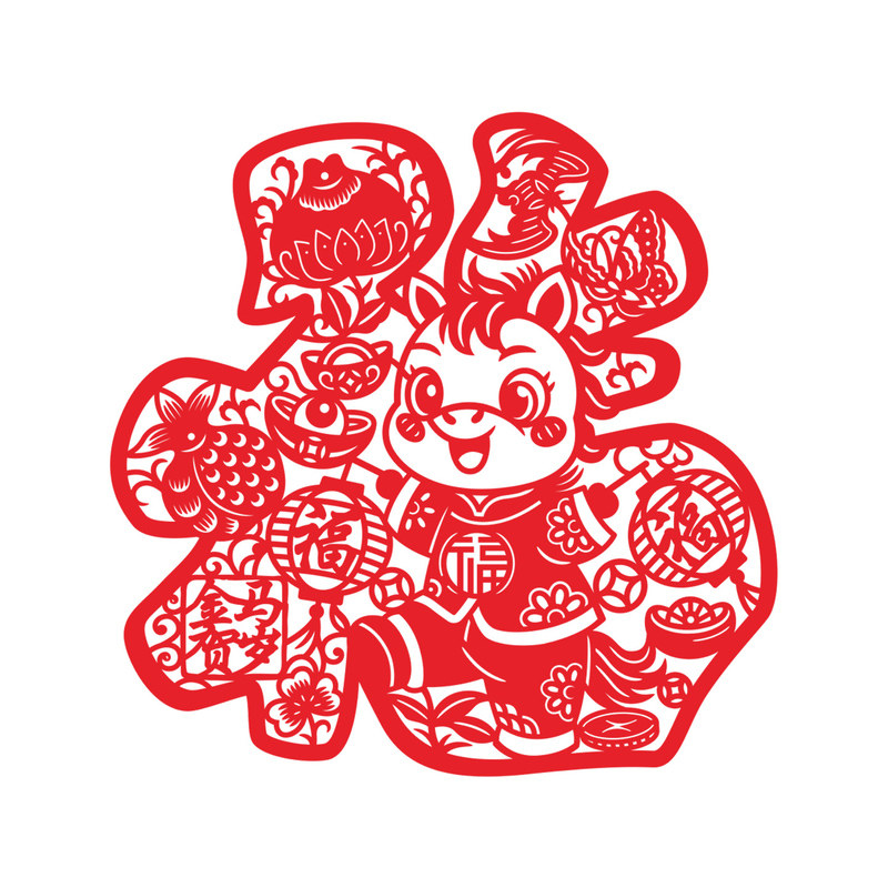 非遗剪纸成品窗花马年手工作业