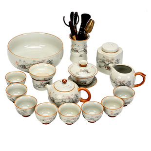 汝窑年轻人功夫茶具套装2025新款家用轻奢茶壶盖碗茶杯壶泡茶专用