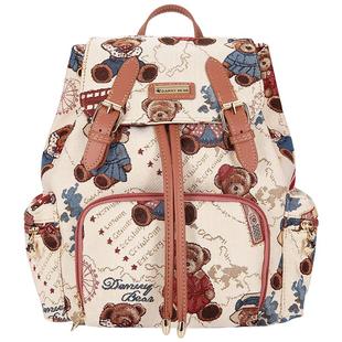 丹尼熊爱旅行背包双肩包女学生书包通勤休闲小熊帆布包DMB9115078