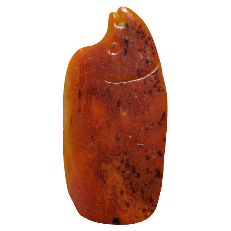 新疆和田玉红沁红油皮籽料鱼吊坠