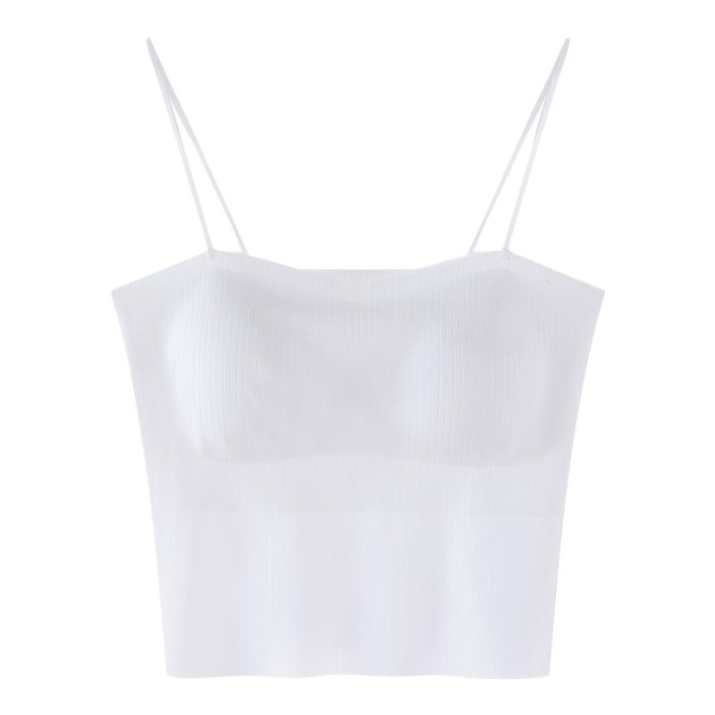 一字领吊带背心遮副乳带胸垫一体