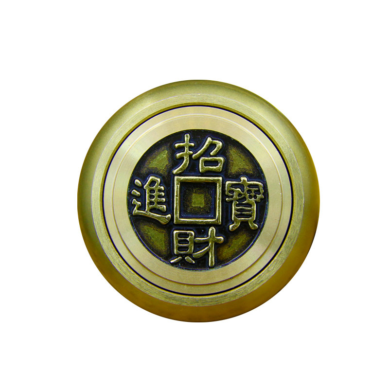 纯铜转钱小把件赚钱神器文玩抖 解压男士时来运转手把件黄铜招财