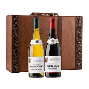 【自营】法国进口红酒勃艮第AOP黑皮诺干红葡萄酒红酒2支礼盒装
