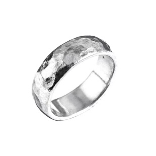 【素】手工999纯银戒指不规则波点锤纹男女情侣定制闭口指环礼物