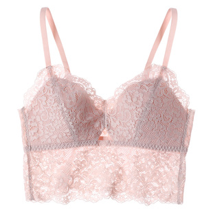 美标真丝里料文胸吊带式内衣女丝绸性感抹胸式美背蕾丝桑蚕丝胸罩