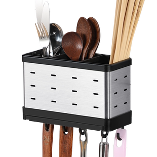 不锈钢筷子筒家用沥水筷子篓新款壁挂式筷笼厨房免打孔餐具收纳架