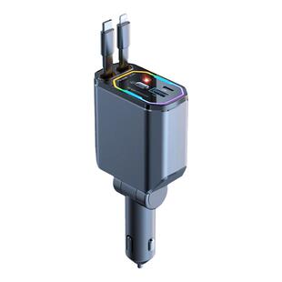 星空顶车载充电器超级快充线可伸缩一拖四汽车点烟器转换插头通用