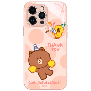 正版布朗熊苹果17promax手机壳卡通iphone16可爱13promax个性12圆点11可妮兔14pro液态玻璃15plus防摔xr情侣x