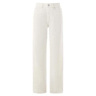朗姿欧洲EiLEEN ELITEE2025秋新款简约纯棉直筒显瘦白色牛仔裤女