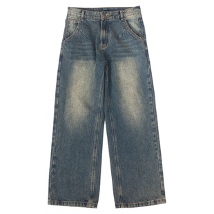 DAKYAM(达人) Vintage Washed Denim 复古做旧黄泥情侣直筒牛仔裤