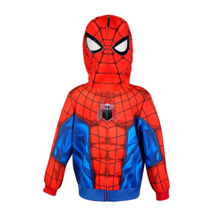 漫威复仇者联盟蜘蛛侠加绒连帽卫衣套装冬装男童长袖长裤保暖外套