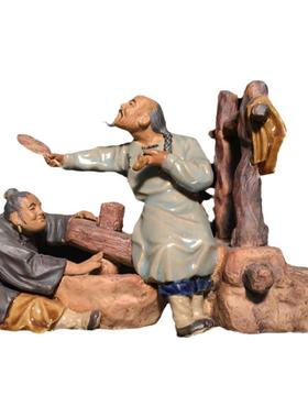 石湾公仔陶瓷摆件创意工艺精品餐厅复古摆设人物送老人家礼品公婆