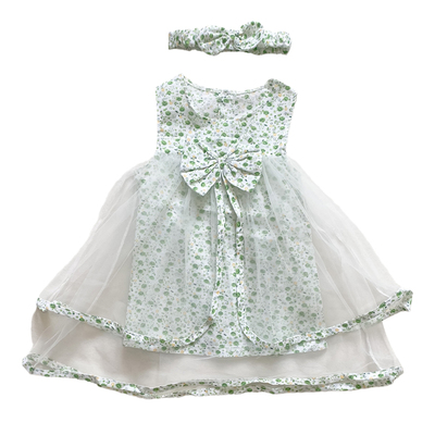 女宝宝绿色小清新碎花薄款连衣裙