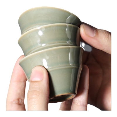 越窑青瓷竹节品茗杯复古中式