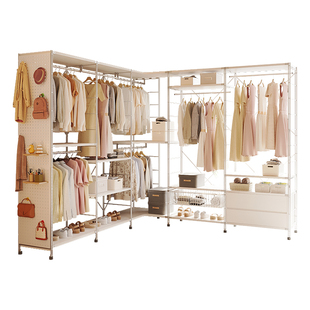 【包安装】日式金属开放式衣柜落地衣帽间架子组装钢木组合衣帽架