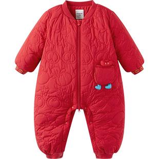 巴拉巴拉童装宝宝羽绒连体衣婴儿衣服2026新款儿童新年红色拜年服