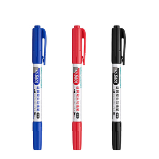 台湾雄狮黑蓝红双头水性奇异笔6801一次性记号笔双头勾线笔小双头水性笔彩色小双头套装彩色笔学生美术网课