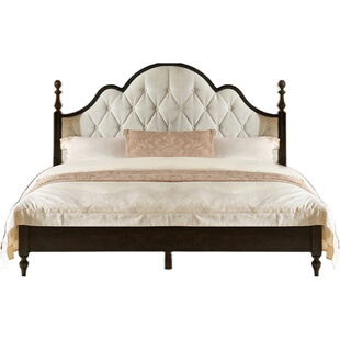 美克/恣在家【伯爵】法式中古风实木床1米8双人床1米5主卧软包床