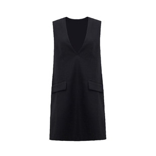 岚天鹅25初秋休闲时尚百搭简约气质V领老钱风无袖外穿百搭无袖裙