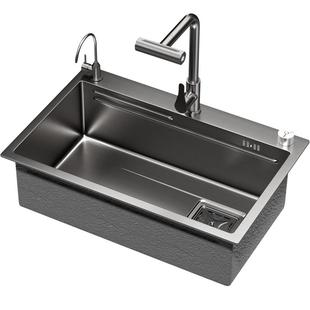 卡琥H8免费安装厨房双轨道水槽大单槽洗菜盆304不锈钢洗碗槽8045