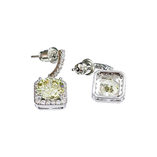 方糖家 小众设计橄榄绿方糖锆石耳环气质耳饰2025新款爆款高级感