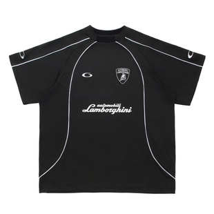 黑色圣诞树25SS 兰博63联名刺绣字母网眼针织运动球服T恤短裤套装