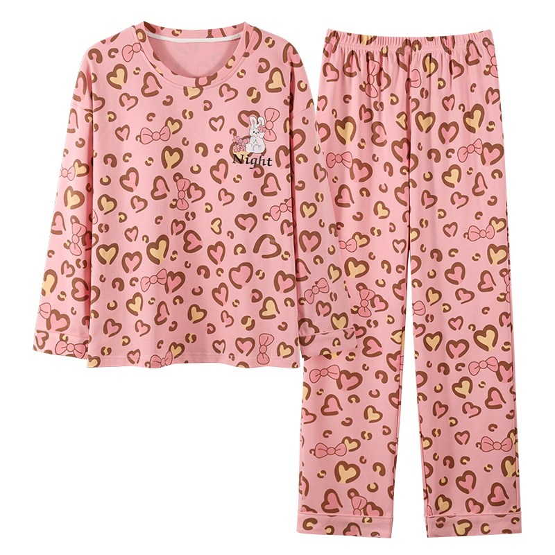 春秋夏冬季女士自带胸垫长袖睡衣