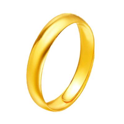 光面情侣款仿真黄金男女素圈戒指