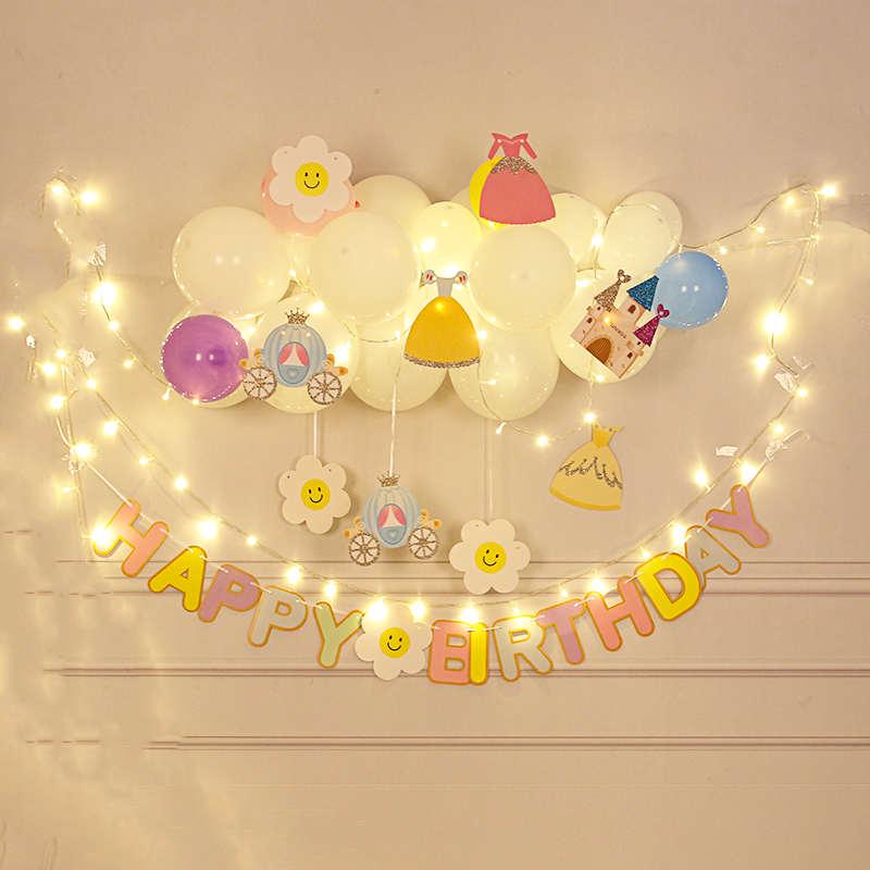 儿童生日卡特汽车拉旗男孩宝宝周岁派对布置装饰场景女孩生日布置