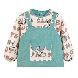 宝宝可爱外穿罩衣按扣围裙防水防脏外穿罩衫秋冬围裙男孩女孩护衣