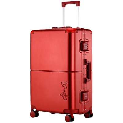 酒红色结婚陪嫁行李箱