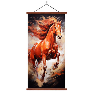 骏马装饰画挂画入户走廊道挂画马到成功壁画客厅玄关装饰红色壁画