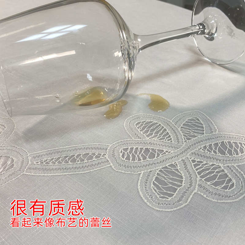 进口pvc防水圆形桌布圆桌桌布家用蕾丝圆桌布餐桌欧式台布高级感