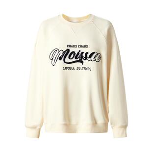 商场同款 MOISSAC摩萨克时髦复古字母logo宽松卫衣女