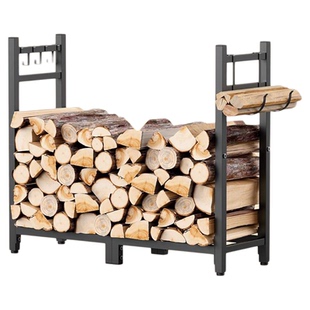 壁炉工具金属柴火架可调节储木柴框置物架堆放防潮铁艺木柴收纳架