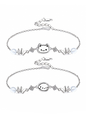 S925银小猫小狗手链送生日礼物